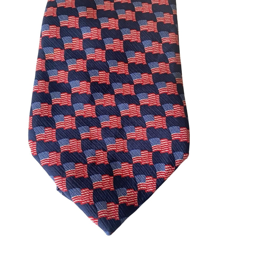American Traditions Mens Silk Tie Patriotic American Flag USA Made 4th of July